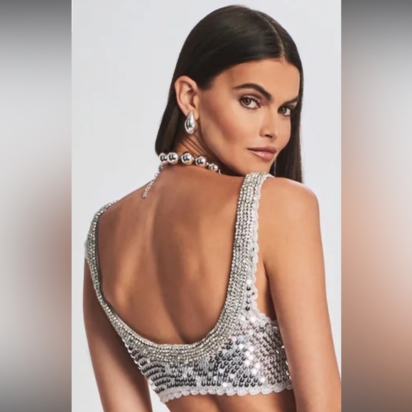 Retrofete Zed Sequin Crochet Crop Top Size XS/S - Picture 2 of 2